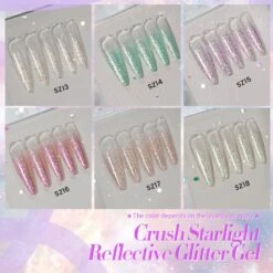 6 Colors Reflective Glitter Gel Polish Set T15 Crush Starlight 7ml -Born Pretty Salon 61274 ZI 1