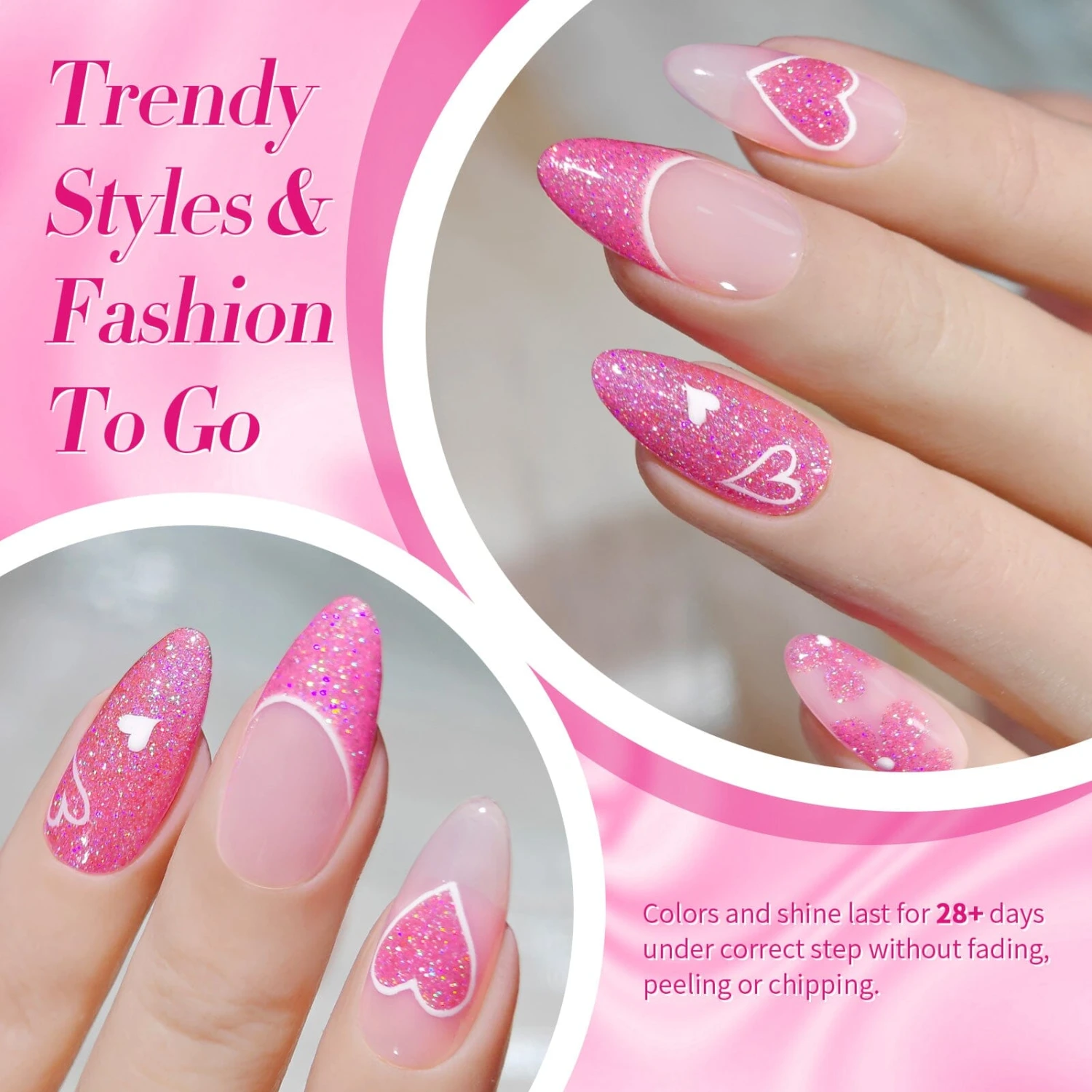 Pink Holo Glitter Gel Polish LS02 City Charm 15ml 4 Pink Holo Glitter Gel Polish LS02 City Charm 15ml - Image 4