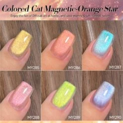 [US ONLY] 6 Colors Colored Cat Magnetic Gel Polish Set M45 Orange Star 7ml -Born Pretty Salon 61357 ZI 1 1