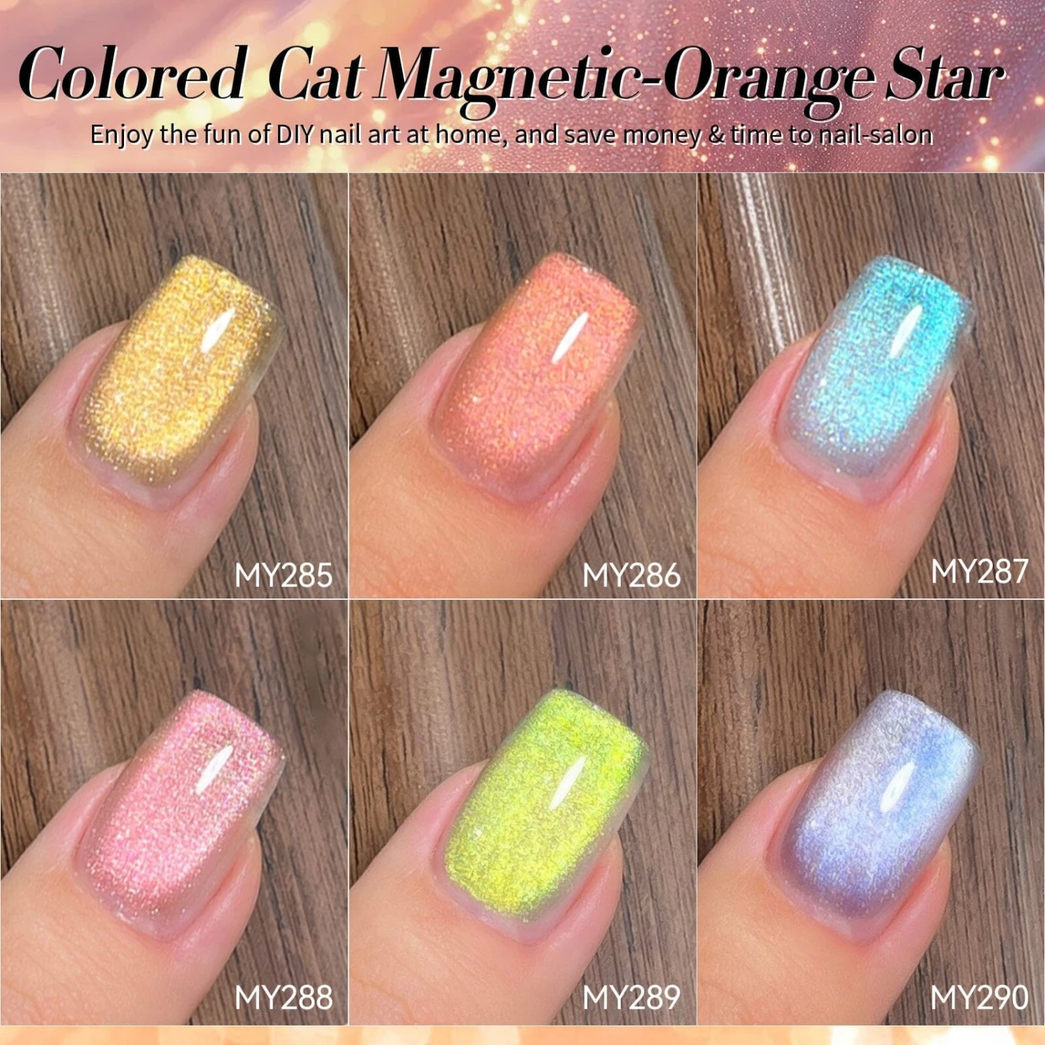 6 Colors Colored Cat Magnetic Gel Polish Set M45 Orange Star 7ml 5 6 Colors Colored Cat Magnetic Gel Polish Set M45 Orange Star 7ml - Image 5