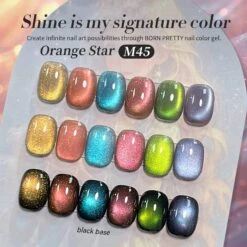 [US ONLY] 6 Colors Colored Cat Magnetic Gel Polish Set M45 Orange Star 7ml -Born Pretty Salon 61357 ZI 2 1