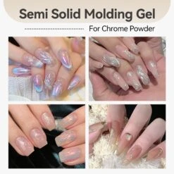 3pcs Set (Semi Solid Molding Gel, Chrome Powder, Nail Brush) -Born Pretty Salon 61390 ZI 5 1