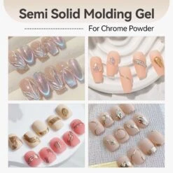 3pcs Set (Semi Solid Molding Gel, Chrome Powder, Nail Brush) -Born Pretty Salon 61390 ZI 6 1