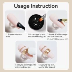 3pcs Set (Semi Solid Molding Gel, Chrome Powder, Nail Brush) -Born Pretty Salon 61390 ZI 8 1