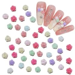 No Brand 100pcs Mix Colorful Mini Resin Flowers 3D Nail Decoration