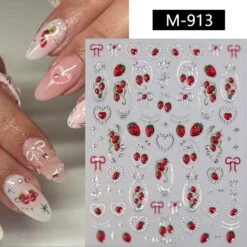 No Brand Cherry Bowknot Strawberry 5D Nail Sticker M-906/913 -Born Pretty Salon 61462 SXA 2