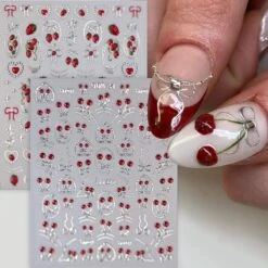 No Brand Cherry Bowknot Strawberry 5D Nail Sticker M-906/913