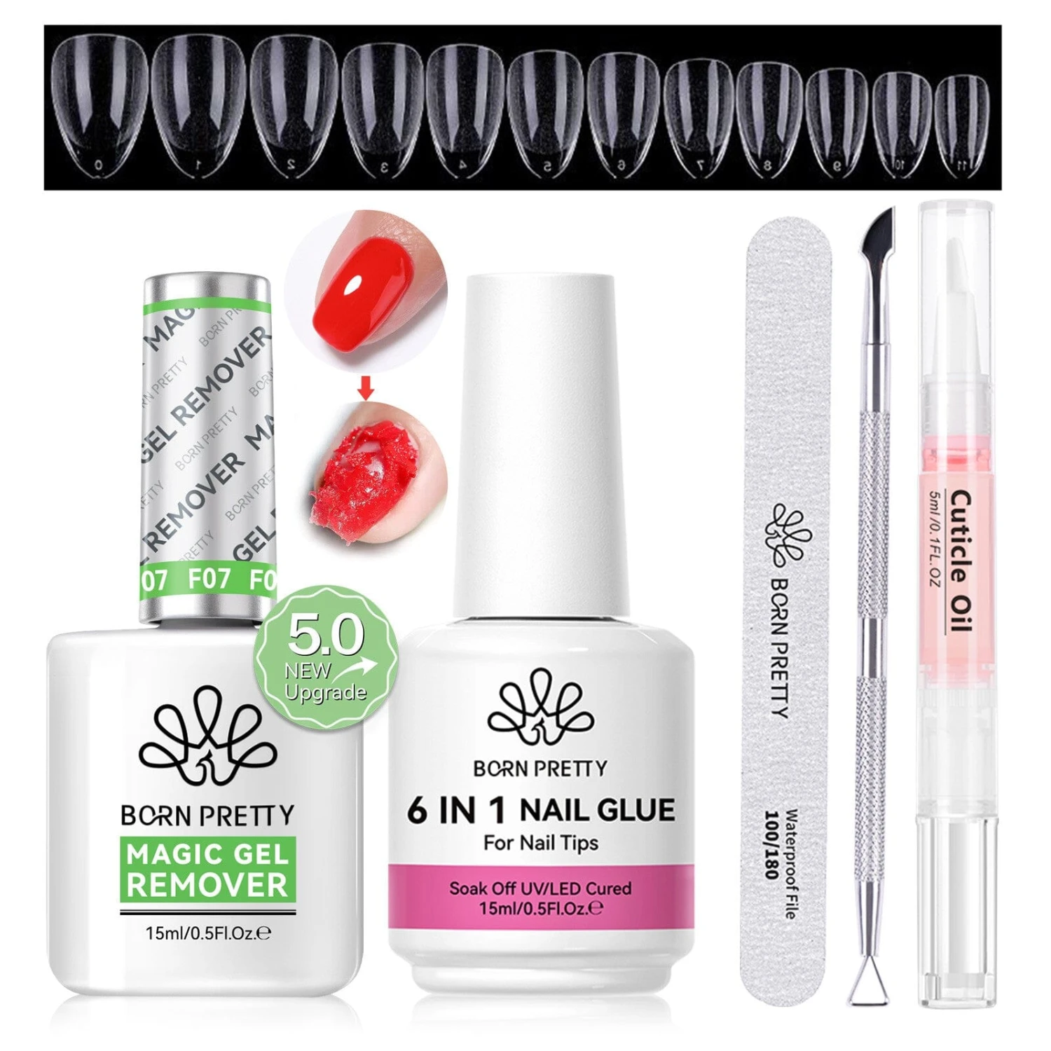 Magic Gel Remover New Upgrade Acetone-Free With 6 IN 1 Nail Glue Gel 15ml Tools Kit #14 1 Magic Gel Remover New Upgrade Acetone-Free With 6 IN 1 Nail Glue Gel 15ml Tools Kit #14