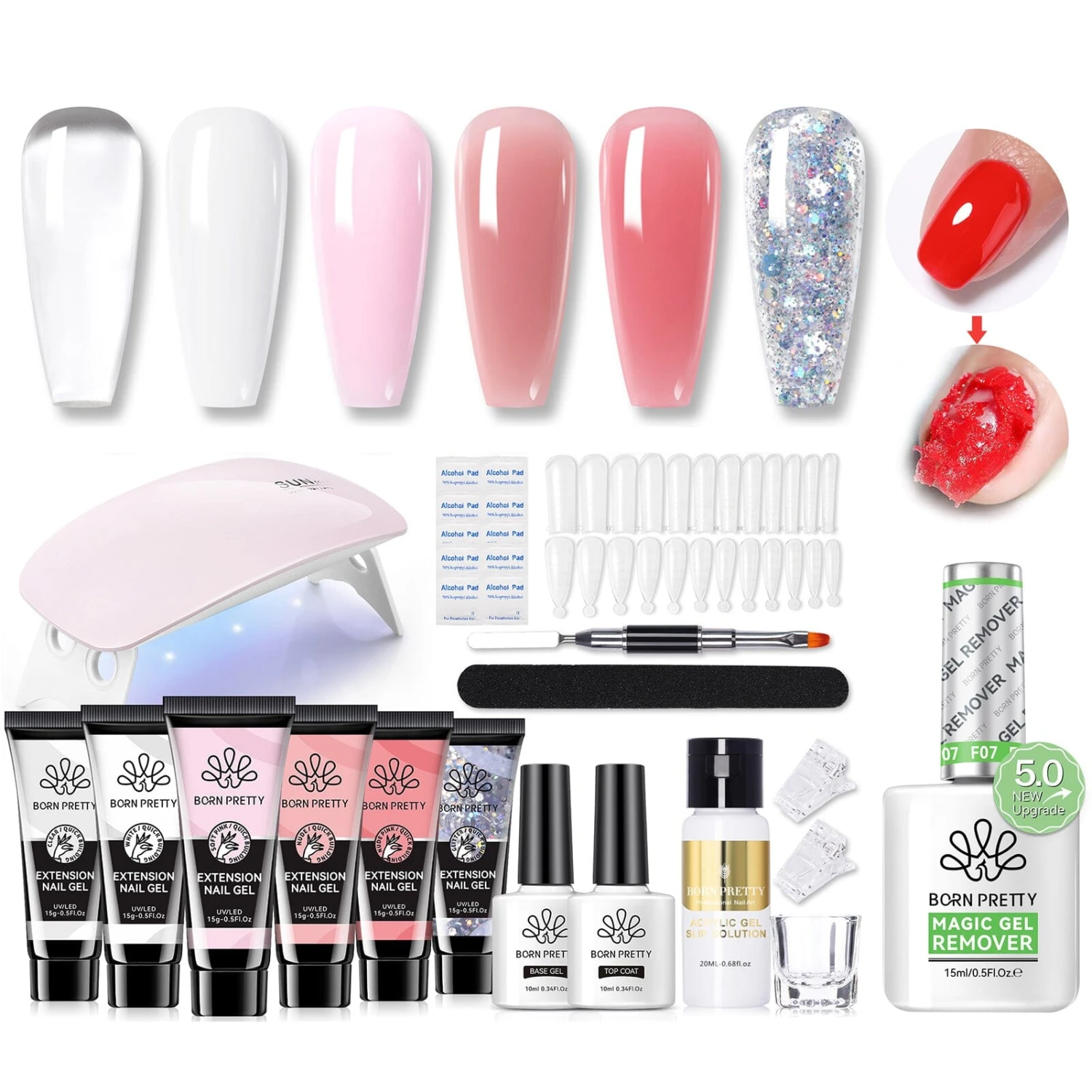 6 Colors Extension Gel Starter Kit With Magic Gel Remover #45 1 6 Colors Extension Gel Starter Kit With Magic Gel Remover #45