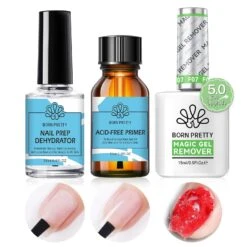 3 Bottles Set Magic Gel Remover With Nail Prep Dehydrator Primer Kit 15ml