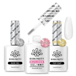 3 Bottles Gel Set (Base, Top, 8 In 1) -Born Pretty Salon 61556 5 1