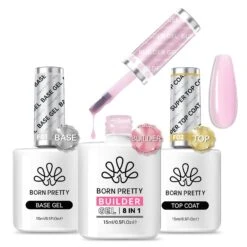 3 Bottles Gel Set (Base, Top, 8 In 1) -Born Pretty Salon 61556 6 1