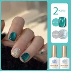 2 Bottles Gel Polish Set #01 Cat Magnetic Gel & Glitter Gel 10ml