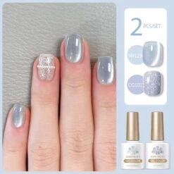 2 Bottles Gel Polish Set #11 Cat Magnetic Gel & Glitter Gel 10ml