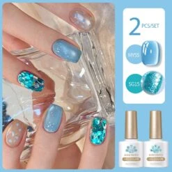 2 Bottles Gel Polish Set #13 Cat Magnetic Gel & Glitter Gel 10ml