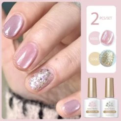2 Bottles Gel Polish Set #14 Cat Magnetic Gel & Glitter Gel 10ml
