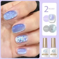 2 Bottles Gel Polish Set #15 Cat Magnetic Gel & Glitter Gel 10ml