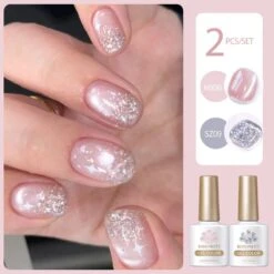 2 Bottles Gel Polish Set #19 Cat Magnetic Gel & Glitter Gel 10ml