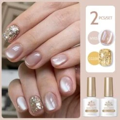 2 Bottles Gel Polish Set #02 Cat Magnetic Gel & Glitter Gel 10ml