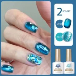 2 Bottles Gel Polish Set #03 Cat Magnetic Gel & Glitter Gel 10ml