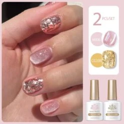 2 Bottles Gel Polish Set #04 Cat Magnetic Gel & Glitter Gel 10ml