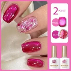 2 Bottles Gel Polish Set #06 Cat Magnetic Gel & Glitter Gel 10ml