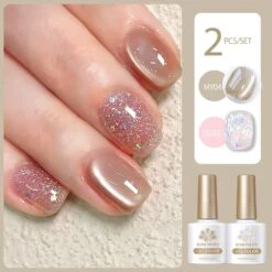 2 Bottles Gel Polish Set #08 Cat Magnetic Gel & Glitter Gel 10ml