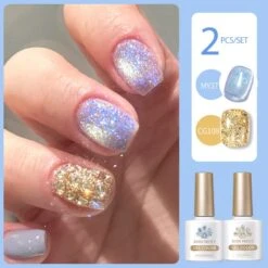 2 Bottles Gel Polish Set #09 Cat Magnetic Gel & Glitter Gel 10ml