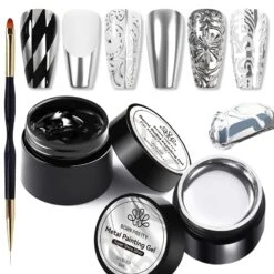3pcs Set (Semi Solid Molding Gel, Chrome Powder, Nail Brush)