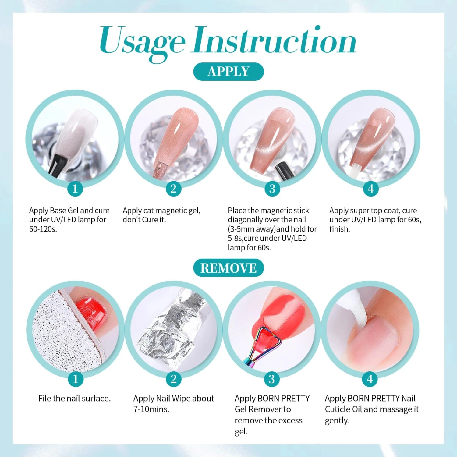 6 Colors Aurora Cat Magnetic Gel Polish Set M43 Coral Sea 7ml 8 6 Colors Aurora Cat Magnetic Gel Polish Set M43 Coral Sea 7ml - Image 8