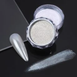 No Brand Silver Gradient Auroras Pearl Nail Powder #07