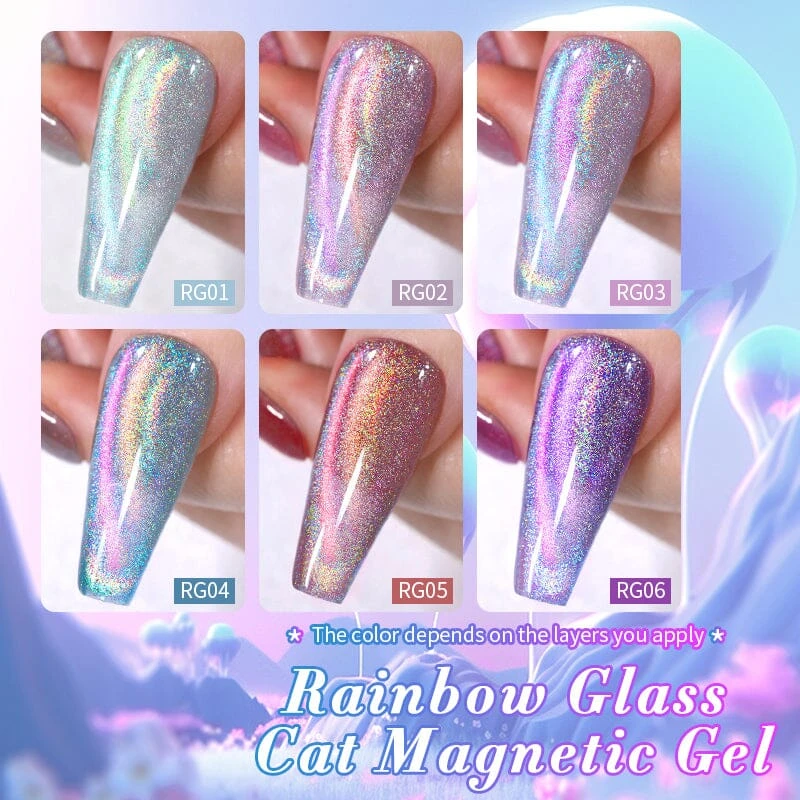 Iridescent Rainbow Glass Cat Magnetic Gel Polish 10ml 16 Iridescent Rainbow Glass Cat Magnetic Gel Polish 10ml - Image 16
