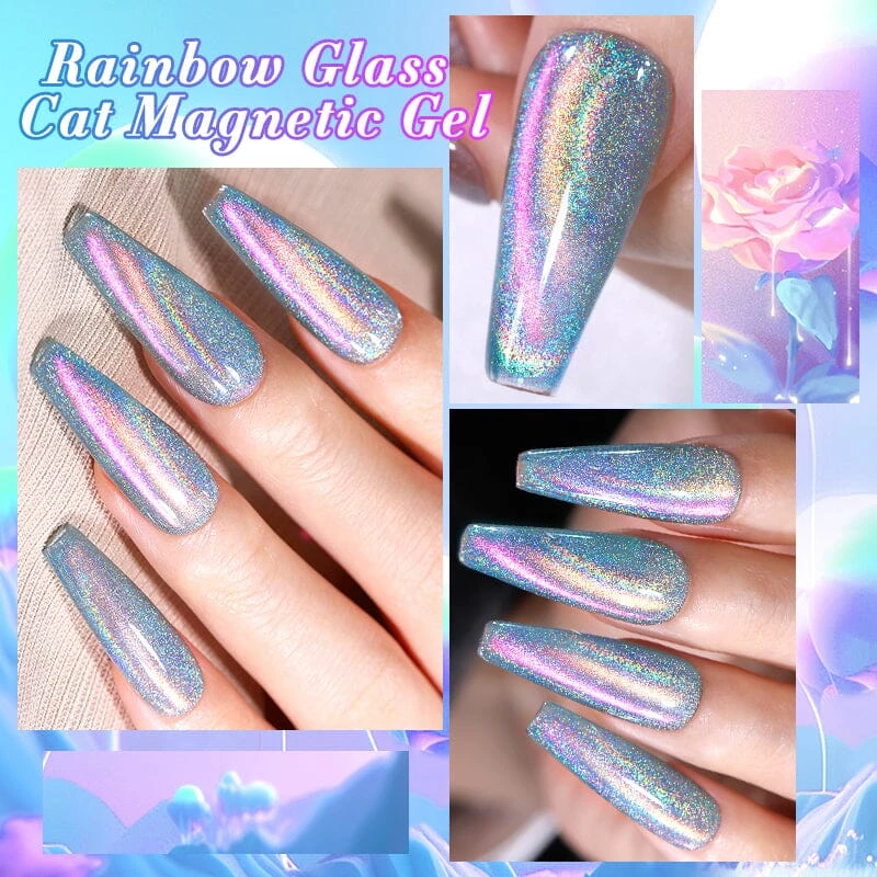 Iridescent Rainbow Glass Cat Magnetic Gel Polish 10ml 4 Iridescent Rainbow Glass Cat Magnetic Gel Polish 10ml - Image 4