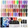 52pcs Gel Polish Set 46 Bright Colors With 6pcs Base Top Coat Kit
