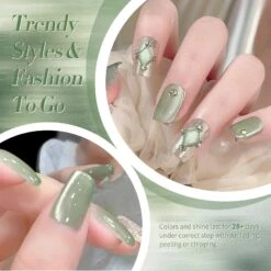 Green Cat Magnetic Gel Polish MY48 Jade Breeze 15ml -Born Pretty Salon Green Cat Magnetic Gel MY48 Jade Breeze 60975 ZI 3