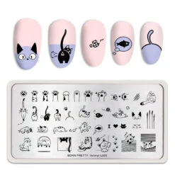 Cute Cats Nail Stamping Plate Animal-L003