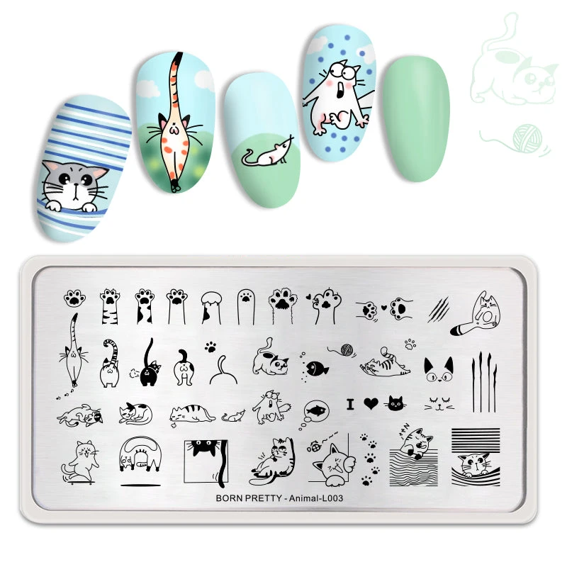 Cute Cats Nail Stamping Plate Animal-L003 3 Cute Cats Nail Stamping Plate Animal-L003 - Image 3