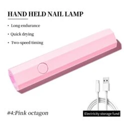 No Brand Pink Octagon Handheld Nail Lamp 3W -Born Pretty Salon SXA4 CDZY