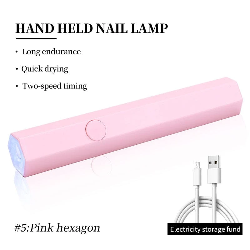 No Brand Pink Hexagon Handheld Nail Lamp 3W 2 No Brand Pink Hexagon Handheld Nail Lamp 3W - Image 2