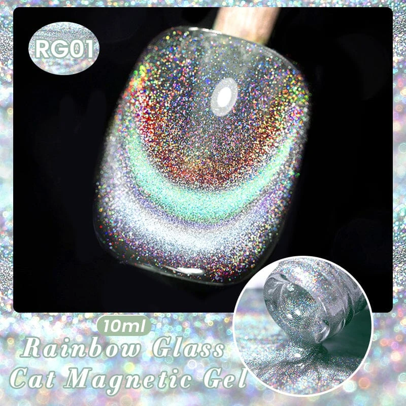 Iridescent Rainbow Glass Cat Magnetic Gel Polish 10ml 8 Iridescent Rainbow Glass Cat Magnetic Gel Polish 10ml - Image 8