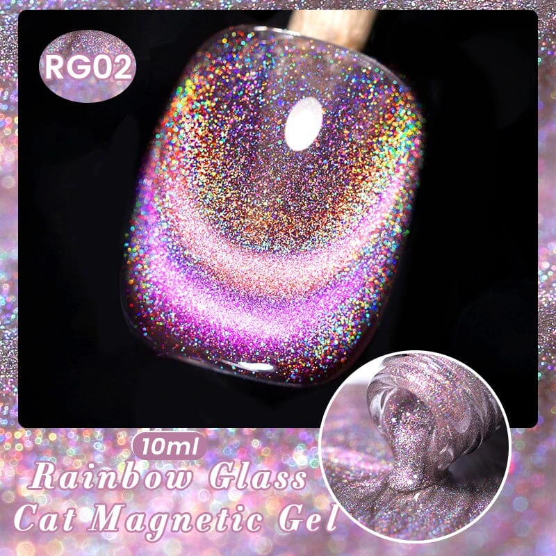 Iridescent Rainbow Glass Cat Magnetic Gel Polish 10ml 9 Iridescent Rainbow Glass Cat Magnetic Gel Polish 10ml - Image 9