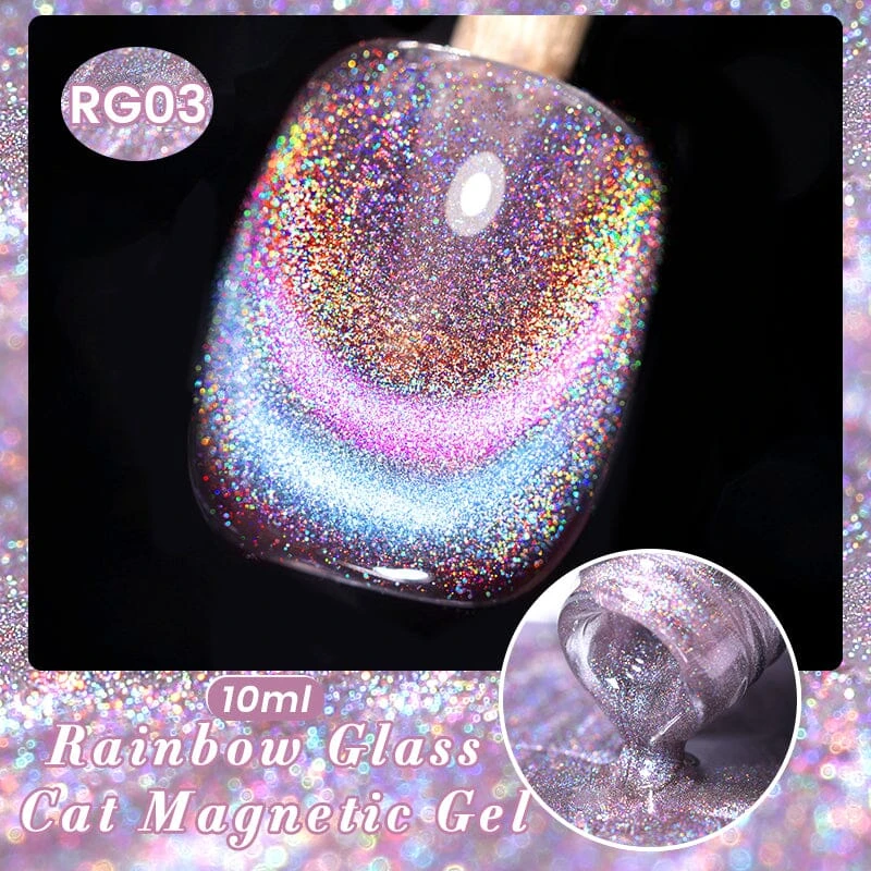 Iridescent Rainbow Glass Cat Magnetic Gel Polish 10ml 10 Iridescent Rainbow Glass Cat Magnetic Gel Polish 10ml - Image 10