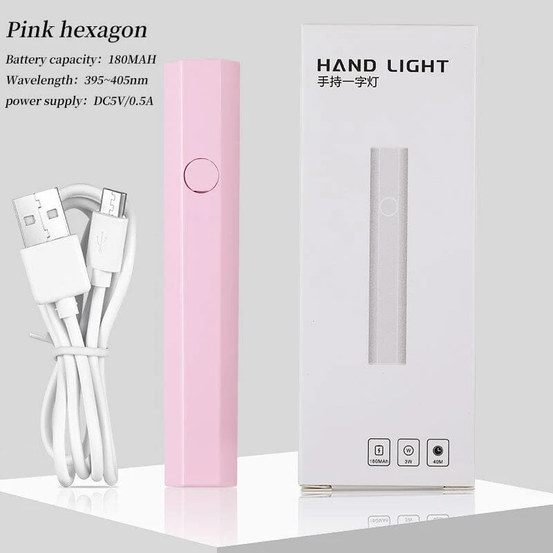 No Brand Pink Hexagon Handheld Nail Lamp 3W 1 No Brand Pink Hexagon Handheld Nail Lamp 3W