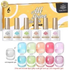 6 Colors Jelly Nude & Cat Magnetic Gel Polish Set 09 10ml