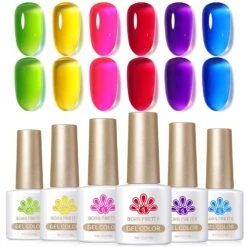 6 Colors Ice Jelly Gel Polish Set Neon Garden 7ml
