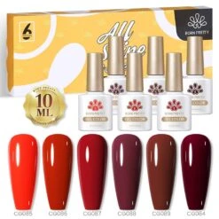 6 Colors Red Gel Polish Set 19 10ml
