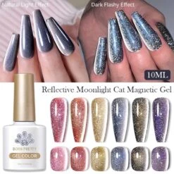 6 Colors Reflective Moonlight Cat Magnetic Gel Polish Set 10ml
