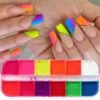 12 Colors Neon Glitter Nail Powder