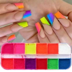 12 Colors Neon Glitter Nail Powder